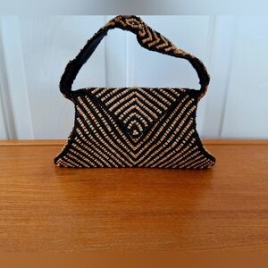 Vintage Arden B Cork Mini Bag Beaded Minaudiere Boho Geometric Structural Artsy